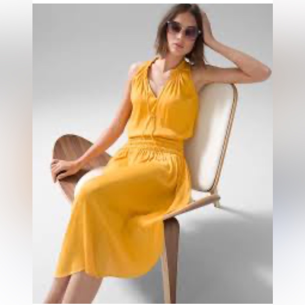 White House black market Elegant Yellow Women's long dress NWT - Picture 2 of 9